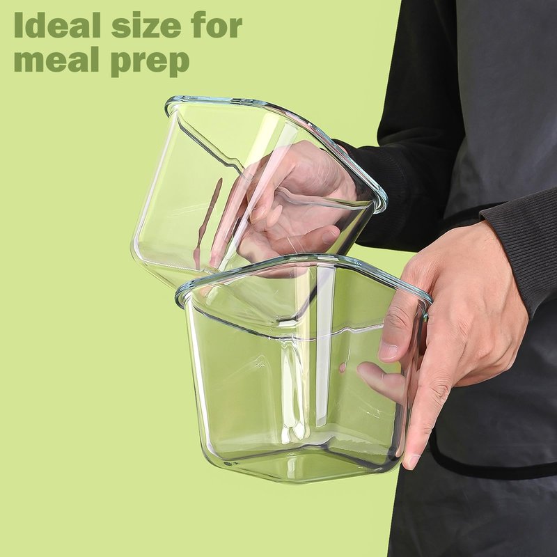 Susukkie Glass Soup Containers with Lids 32oz - Borosilicate Glass Storage Containers 4 Cup, Freezer to Microwave Safe, Airtight Leak Proof, Square Meal Prep Containers for Lunch Travel- 4 Pack
