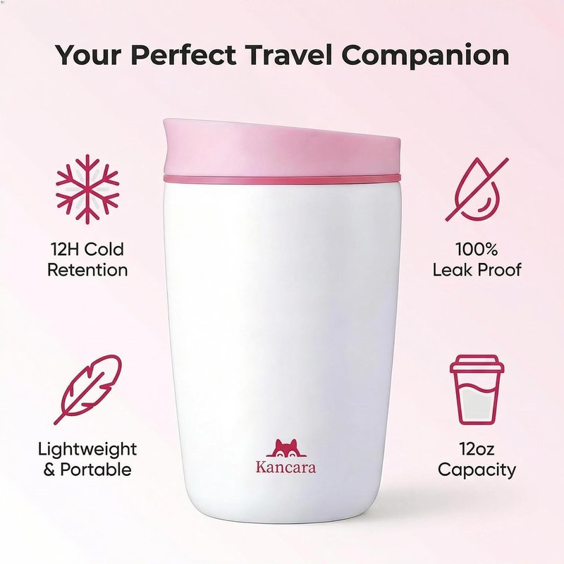 12 oz coffee tumbler Insulated coffee mug with lid Slider Insulated Stainless Steel Coffee Tumbler, Travel Mug for Hot and Iced Beverages insulated travel coffee mug (white)