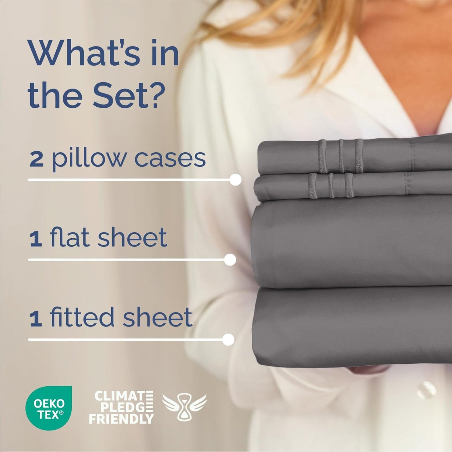 Queen Size 4-Piece Sheet Set by [Brand Name] - Comfy, Breathable & Cooling Luxury Bedding - Deep Pockets, Soft & Wrinkle-Free - Dark Grey