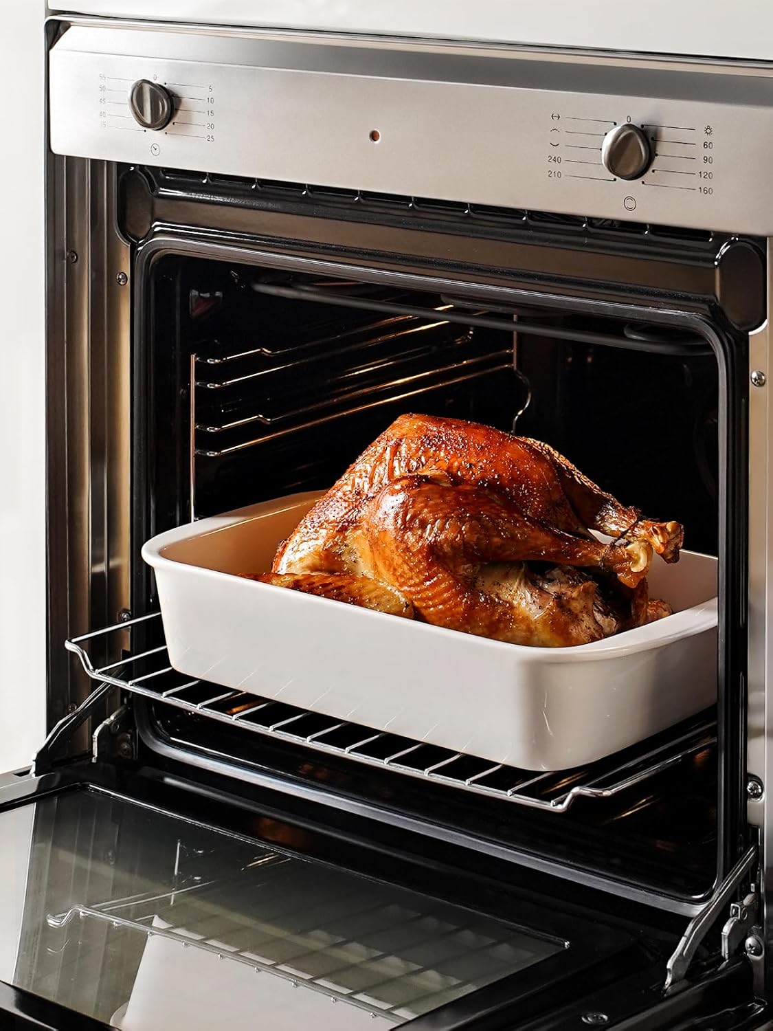 LE TAUCI Deep Casserole Dishes Set - 3-Piece Ceramic Baking Dish Set with Handles, White (4.6QT/3.0QT/1.6QT)