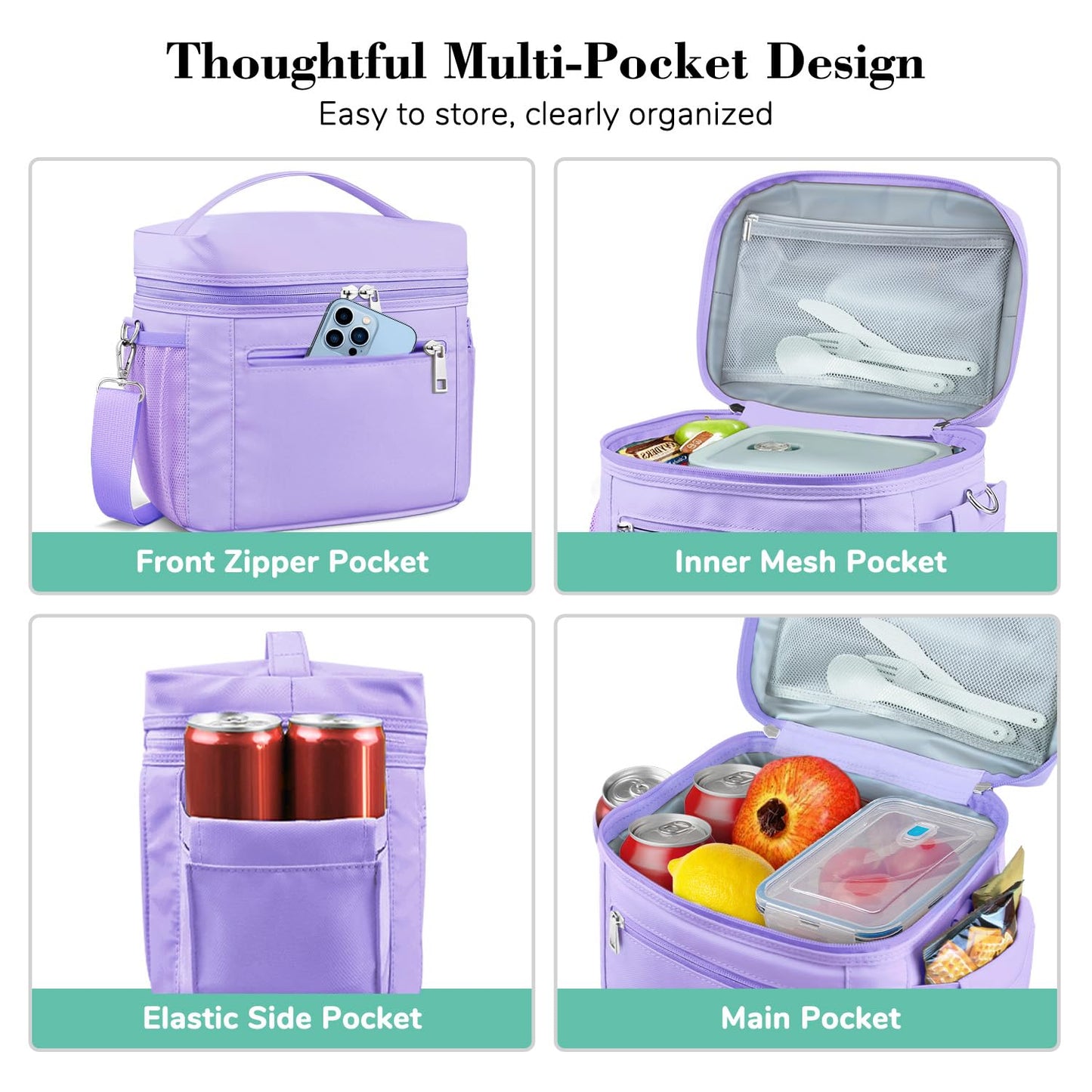DALINDA Insulated Lunch Bag Lunch Box for Women Men,Leak-Proof Cooler Bag Lunchbox Lightweight for Work Picnic,Beach,Camping,Travel