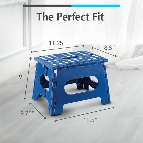 Handy Laundry Folding Step Stool - Lightweight & Sturdy for Adults and Kids - Easy One-Flip Design (Blue | 2-Pack)
