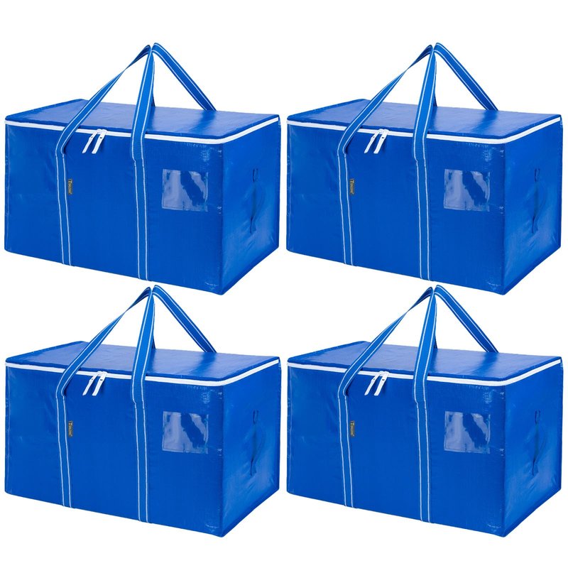 BALEINE 4-Pack Oversized Moving Bags with Reinforced Handles, Heavy-Duty Storage Tote for Clothes, Moving Supplies (Royal Blue, 4-Pack)