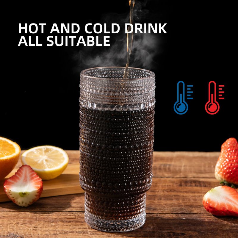 MRZIKPO Drinking Glasses with Bamboo Lids and Glass Straw 4pcs Set,16oz Glass Tumbler Cups,Water Glasses,Iced Coffee Glasses,iced Tea Glasses,Beer Glasses,Ideal for Whiskey,2 Brushes