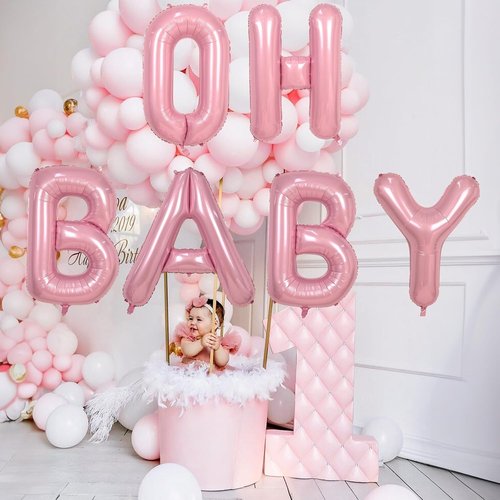 Giant Letter Y Foil Balloon - Baby Pink Pastel Inflatable Alphabet Decor | 40 Inch Custom Balloon for Parties