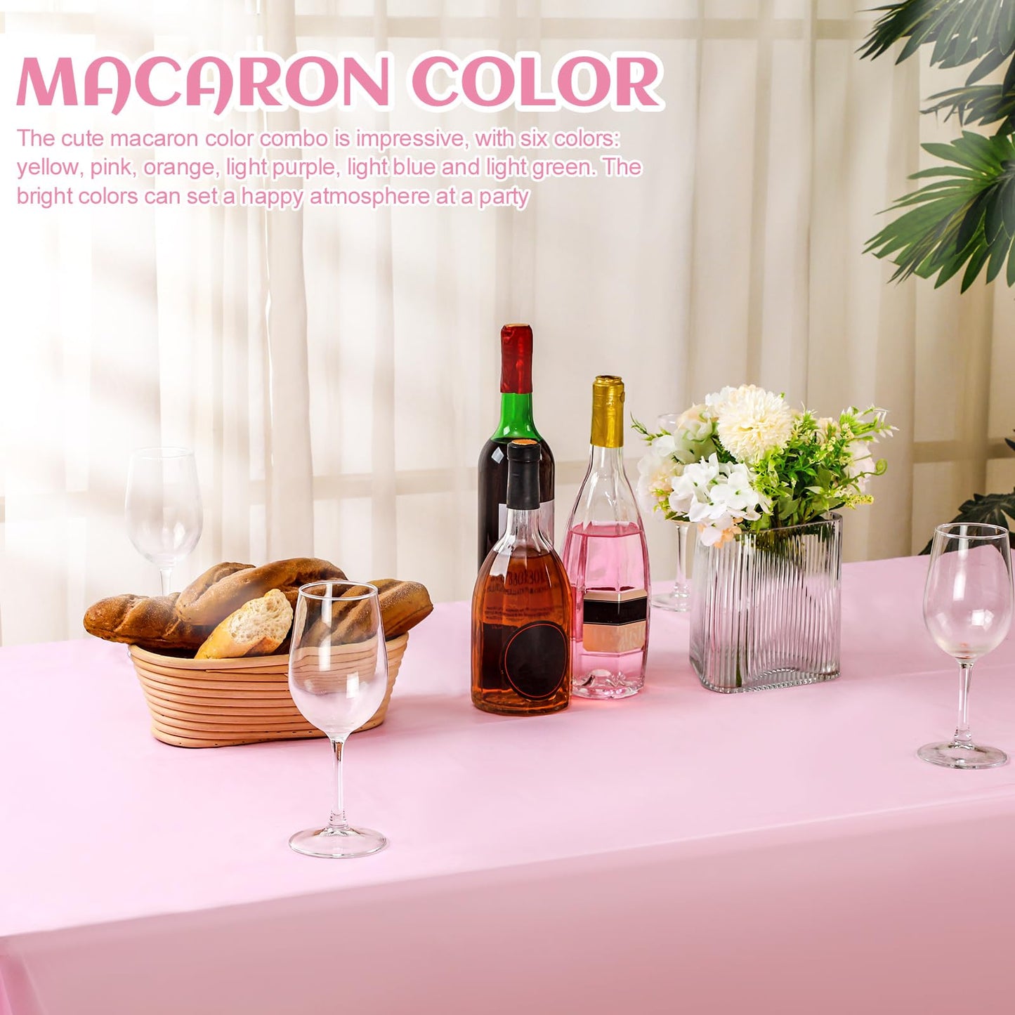 Kinlop 12 Pack Pastel Tablecloths Plastic Rainbow Pastel Tablecloth Disposable Rectangle Table Cover for Baby Shower Bridal Wedding Girl Birthday Party Unicorn Princess Ice Cream Decoration 54x72 Inch