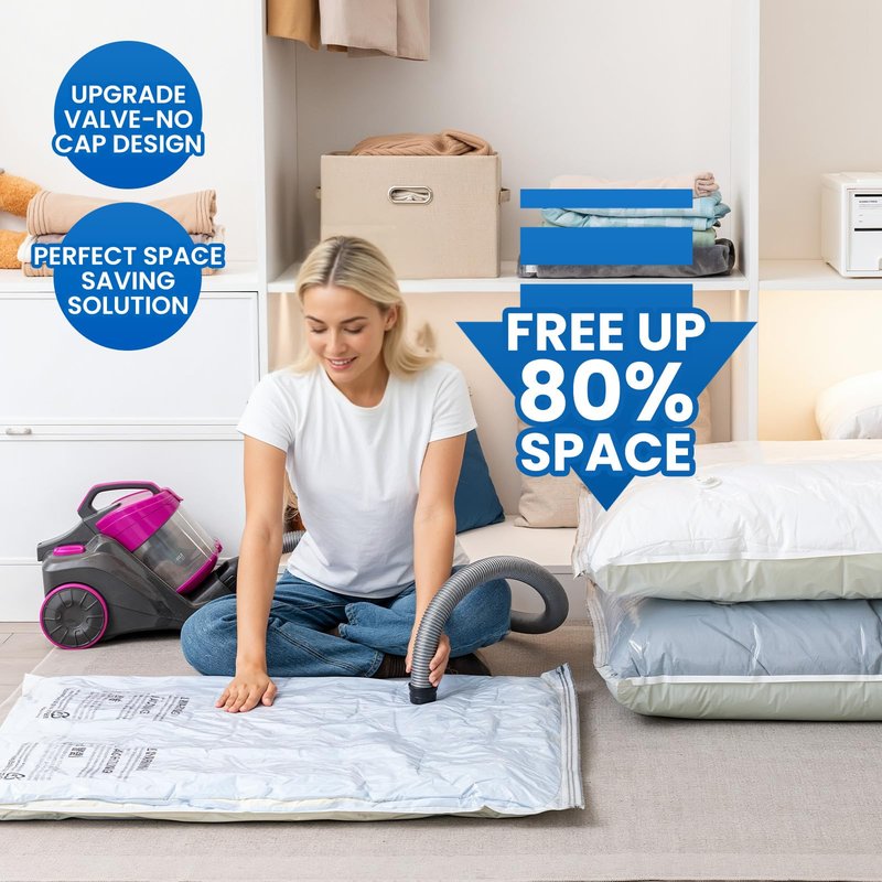 TAILI 8 Pack Vacuum Storage Bags for Comforter and Blankets, Jumbo Vacuum Seal Bags for Bedding 40x31 Inch, Space Saver Bags for Clothes, Pillows, Saving More Closet Space