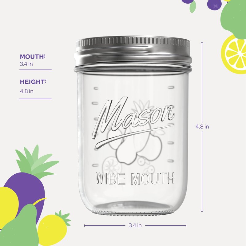 SEWANTA Wide Mouth Mason Jars 16 oz [5 Pack] With Mason Jar Lids and Bands, Mason Jars 16 oz - For Canning, Fermenting, Pickling - Jar Décor - Microwave/Dishwasher Safe.