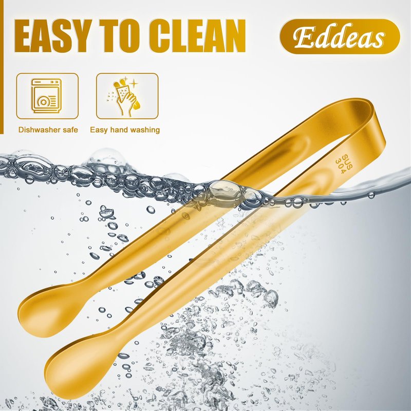 12 PCS Small Serving Tongs, 6" Mini Gold Sugar Tongs, Stainless steel Small Kitchen Tiny Food Tongs for Serving Food, Coffee Bar, Tea Party, Desserts Party and Ice Bucket