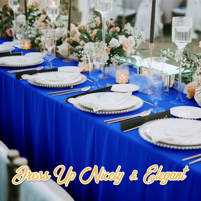 BRILLMAX 6 Pack Royal Blue Tablecloths 90 x 156 Inch for 8ft Rectangle Tables - 150 GSM Polyester Fabric, Floor Length Drop, Water, Stain & Wrinkle Resistant Cloth Cover for Wedding Reception Banquet