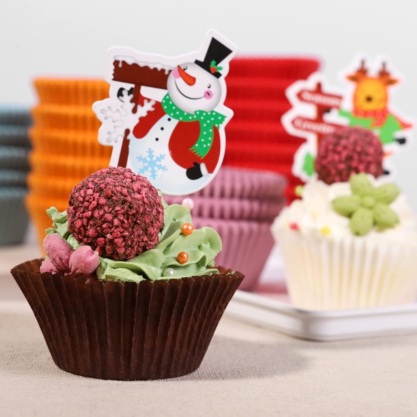 Bake Choice 200-Piece Standard Rainbow Cupcake Liners - Food-Grade, Greaseproof Muffin Wrappers for Baking