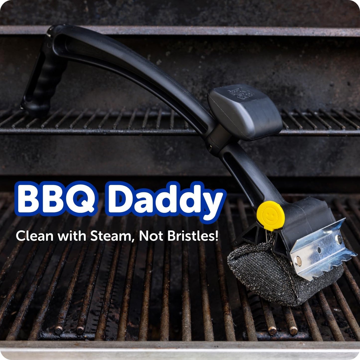 Scrub Daddy BBQ Daddy Grill Cleaner Kit - Bristle-Free Brush & 2 Steel Scour Sponges | 4 Count