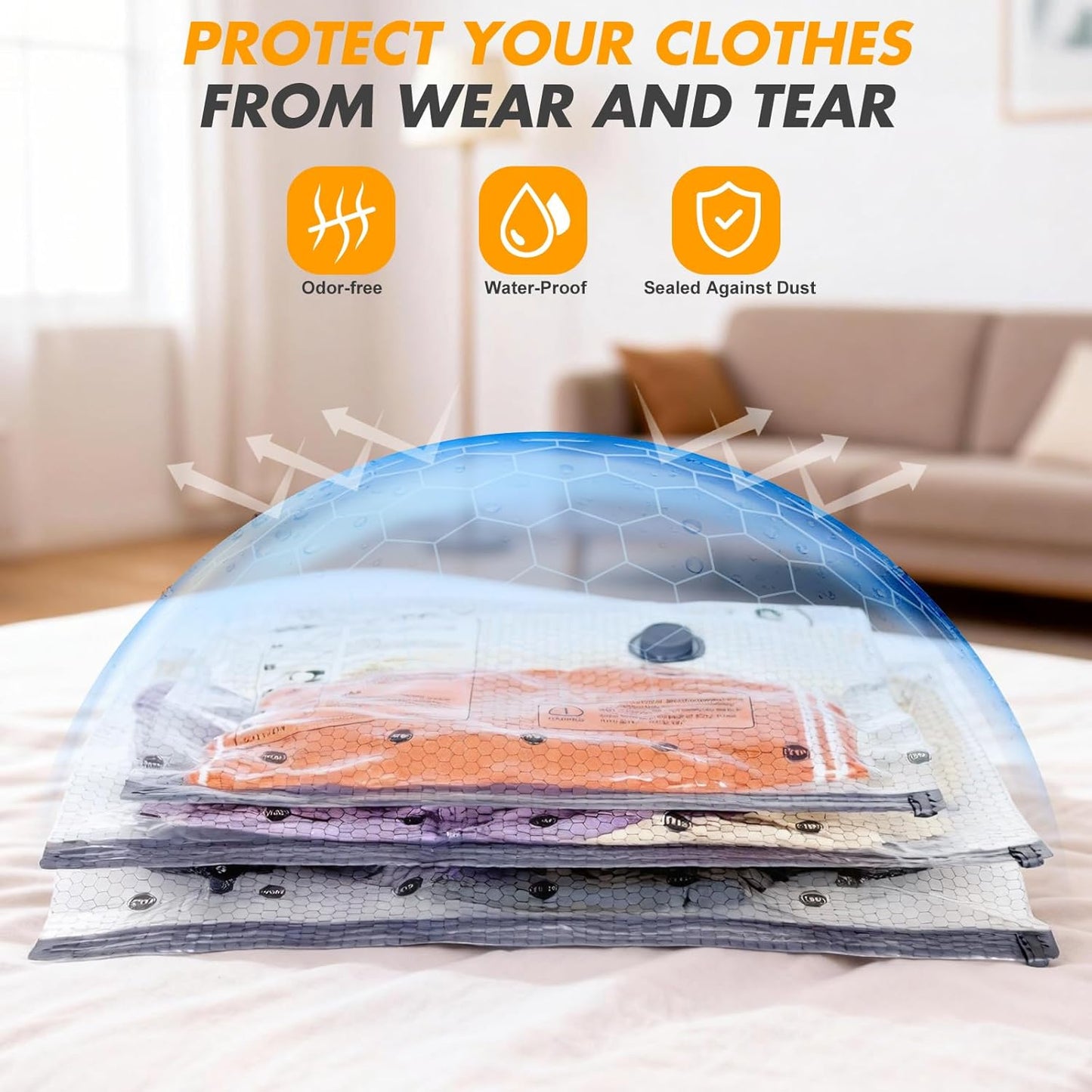 Travel Vacuum Storage Bags by [Brand Name] - 80% Space Saver Compression Bags with Portable Electric Pump | Pack of 12
