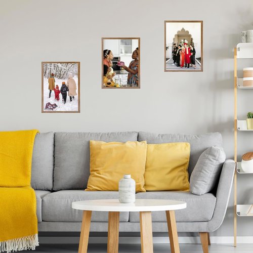 JCJMY 12x17 Picture Frame - Rustic Brown Wall Hanging Frame with Shatter-Resistant Plexiglass