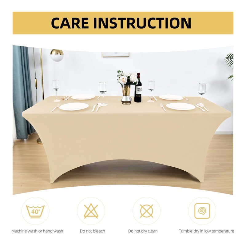 ZarzaaSik 2-Pack 8ft Spandex Table Covers for Rectangle Folding Tables - Washable Elastic Tablecloth - Ultimate Fitted Table Protector for Birthday Parties, Trade Shows, Banquet