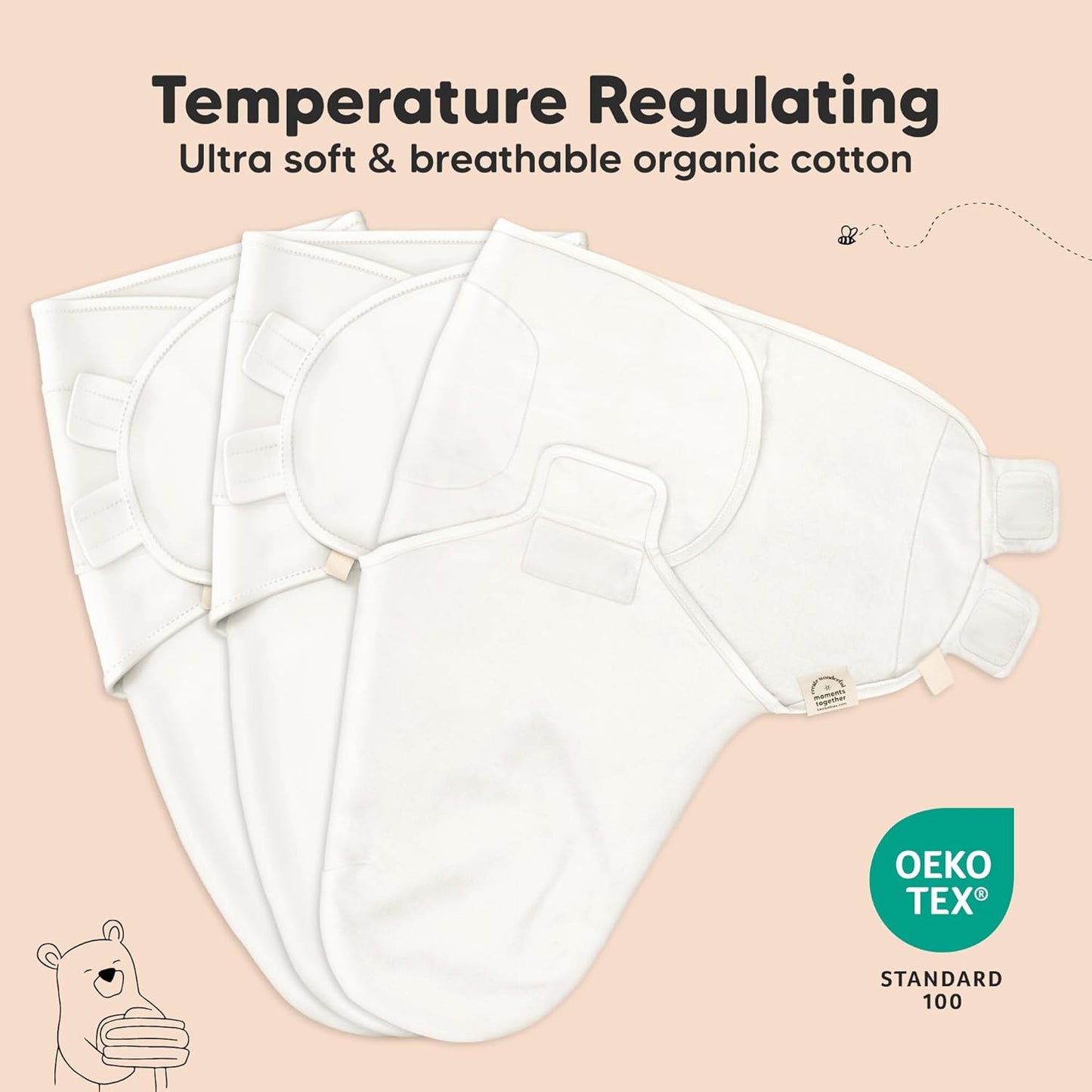 Organic Baby Swaddle Sleep Sacks by 3-Pack | Soft & Snug for Newborns 0-3 Months | Adorable Bunnies Design