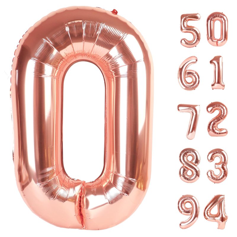 Rose Gold Number 27 Balloon 40 inch, 27 Number Balloons, 27th Birthday Decorations, 27 Year Old Women Men Rose Gold Party Supplies