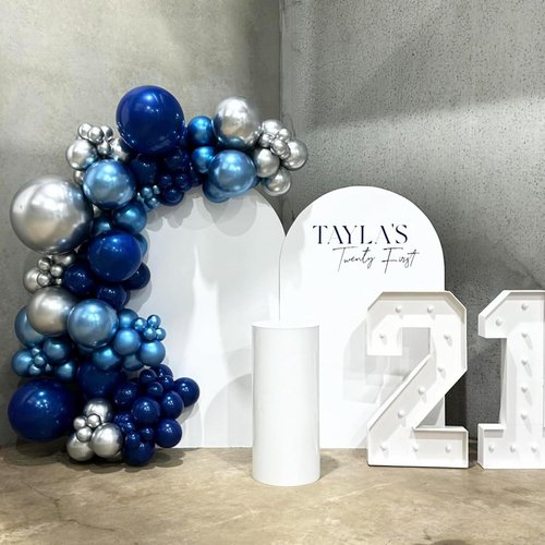 Blue and Silver Balloons by [Brand Name] - 60 Pcs Metallic Confetti Helium Latex for Birthday & Graduation Decor