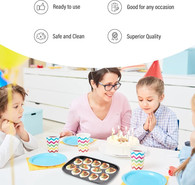 MT Products Clear Deviled Egg Containers Holds 12 Eggs 10.2" x 7.4" x 1" - Durable Egg Platter Tray (Pack of 12) - Made in the USA
