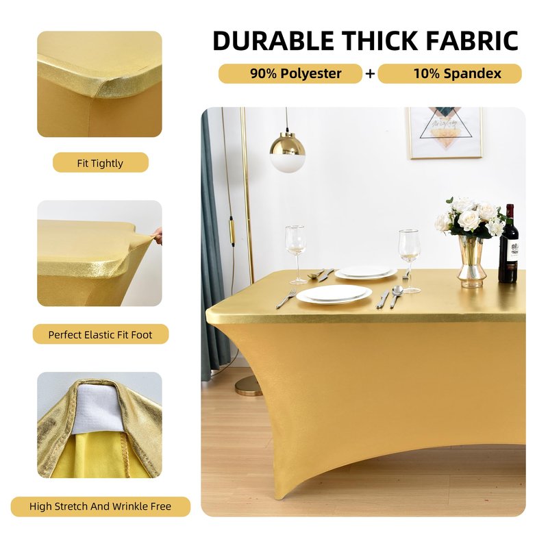ZarzaaSik 2-Pack 6ft Spandex Table Covers for Rectangle Standard Folding Tables - Wrinkle Resistant Stretch Tablecloths - Ultimate Fitted Table Protector for Parties, Trade Shows, Banquet