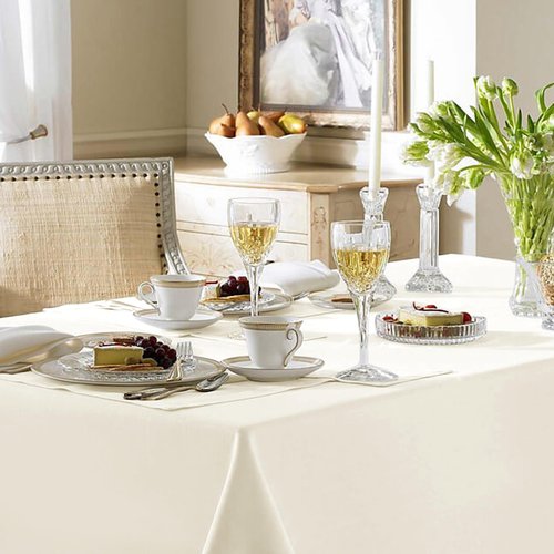 Fitable Ivory Rectangle Table Clothes, 6 Pack - 90 x 156 Inch - Reusable and Washable Tablecloths, Polyester Fabric Table Covers for Wedding, Party, Banquet, Formal Events
