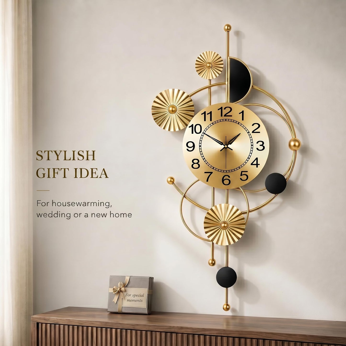 Axioglo Large Wall Clock,Modern Silent Non-Ticking Metal Wall Clocks,Battery Operated Wall Clock for Living Room, Kitchen, Bedroom, or Office Wall Decor (32")
