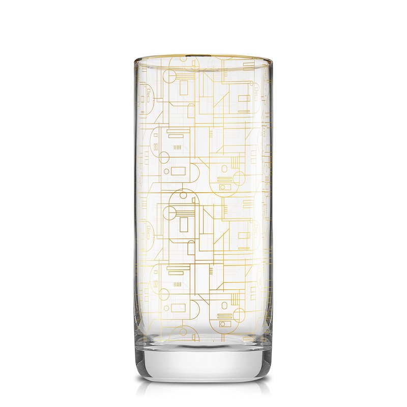 JoyJolt Star Wars Glassware. 'Deco' Highball Glasses Set of 4, 13.5oz Star Wars Glasses. Highball Glass Tumbler with Darth Vader in a Retro Crystal Glass Cup. Tall Drinking Water Glasses For Kitchen