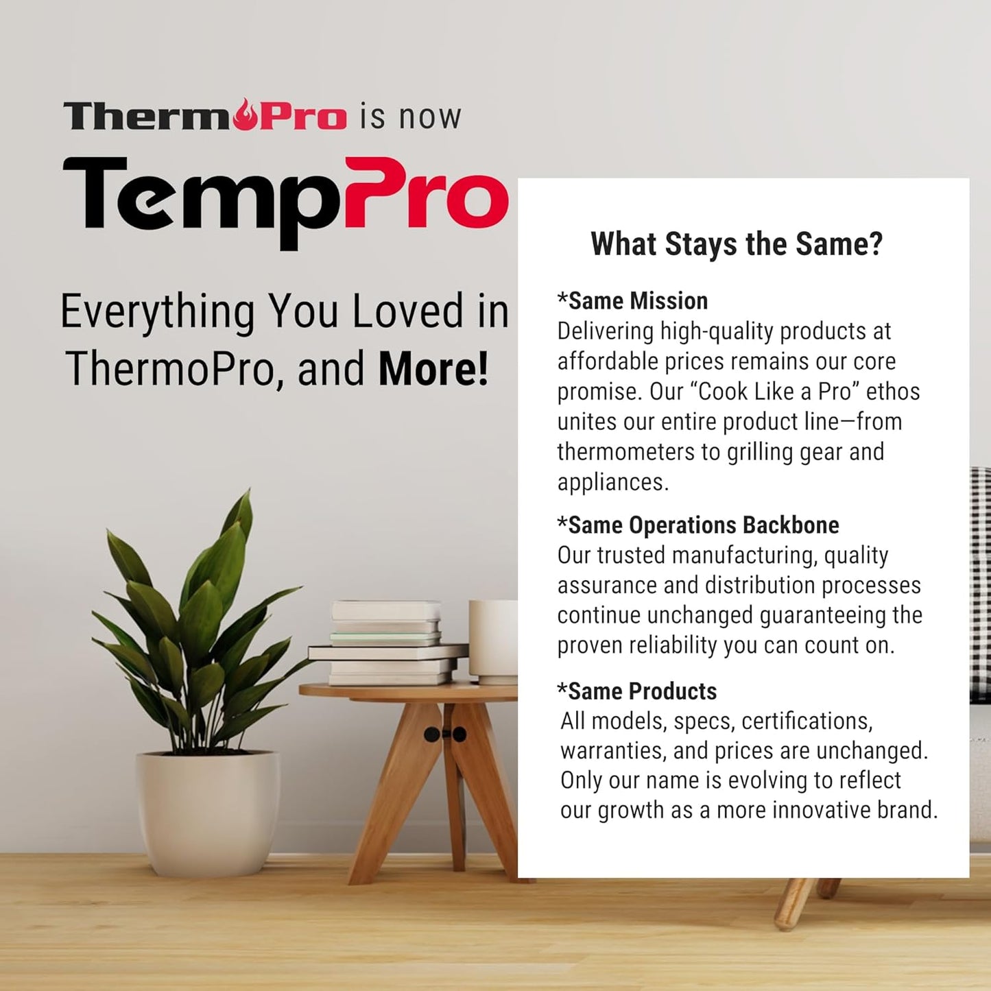 TempPro Wireless Indoor Outdoor Thermometer - 500FT Range Temperature Monitor for Home & Greenhouse