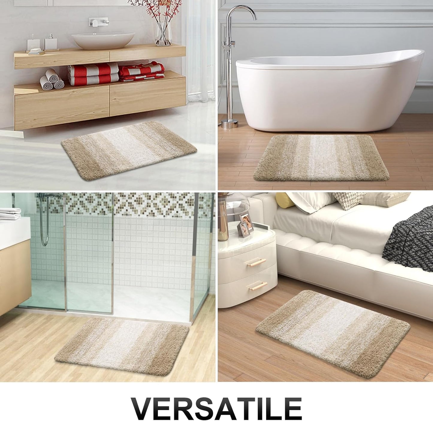OLANLY Bath Rugs Mat - Extra Soft Microfiber, Quick Dry & Machine Washable | 24x16, Tan Color