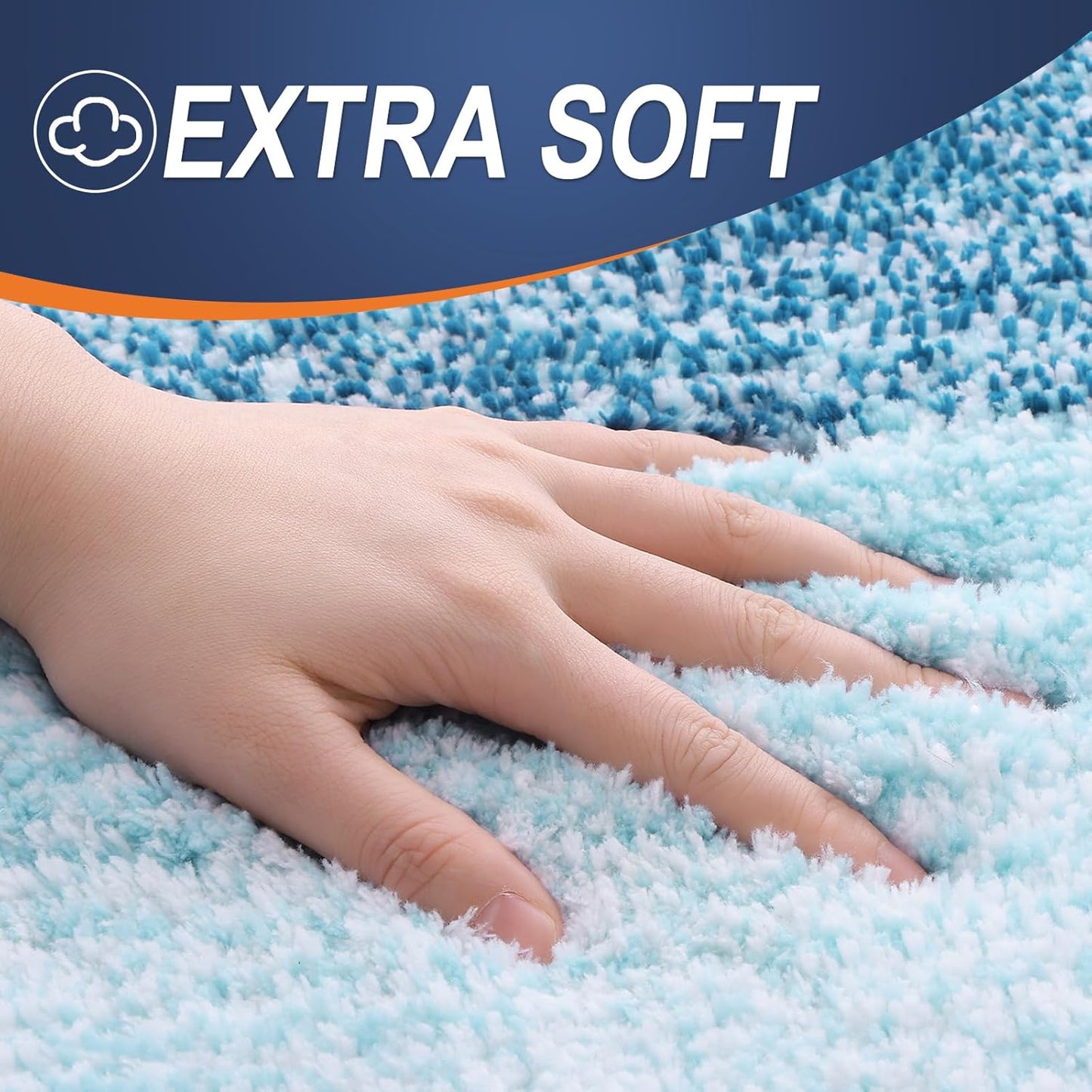 OLANLY Large Bathroom Rugs - Extra Soft Microfiber Mat 54x24 | Quick Dry, Washable, Rubber Backing, Peacock Blue