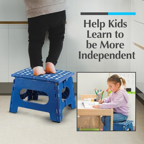 Handy Laundry Folding Step Stool - Lightweight & Sturdy for Adults and Kids - Easy One-Flip Design (Blue | 2-Pack)