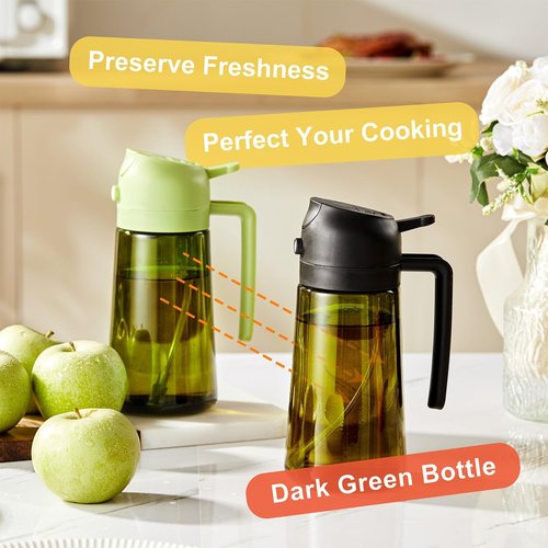CXINYI - 16oz Olive Oil Dispenser with Stickers | 2-in-1 Sprayer for Cooking & Salad - 2 Black