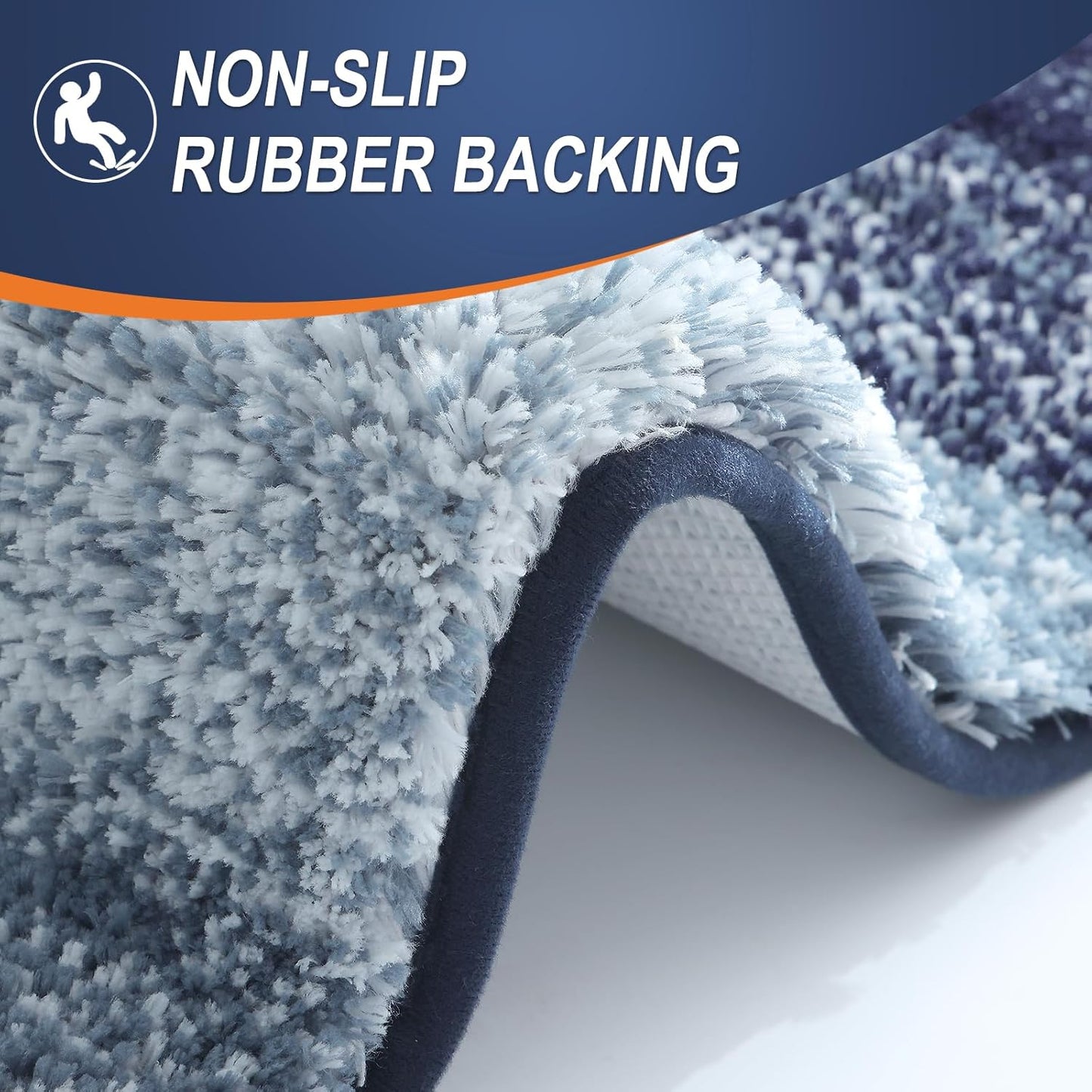 OLANLY Ombre Bath Rug Set - Soft and Absorbent 2-Piece Bathroom Rugs in Airy Blue | 24x16 & 24x20 Inches