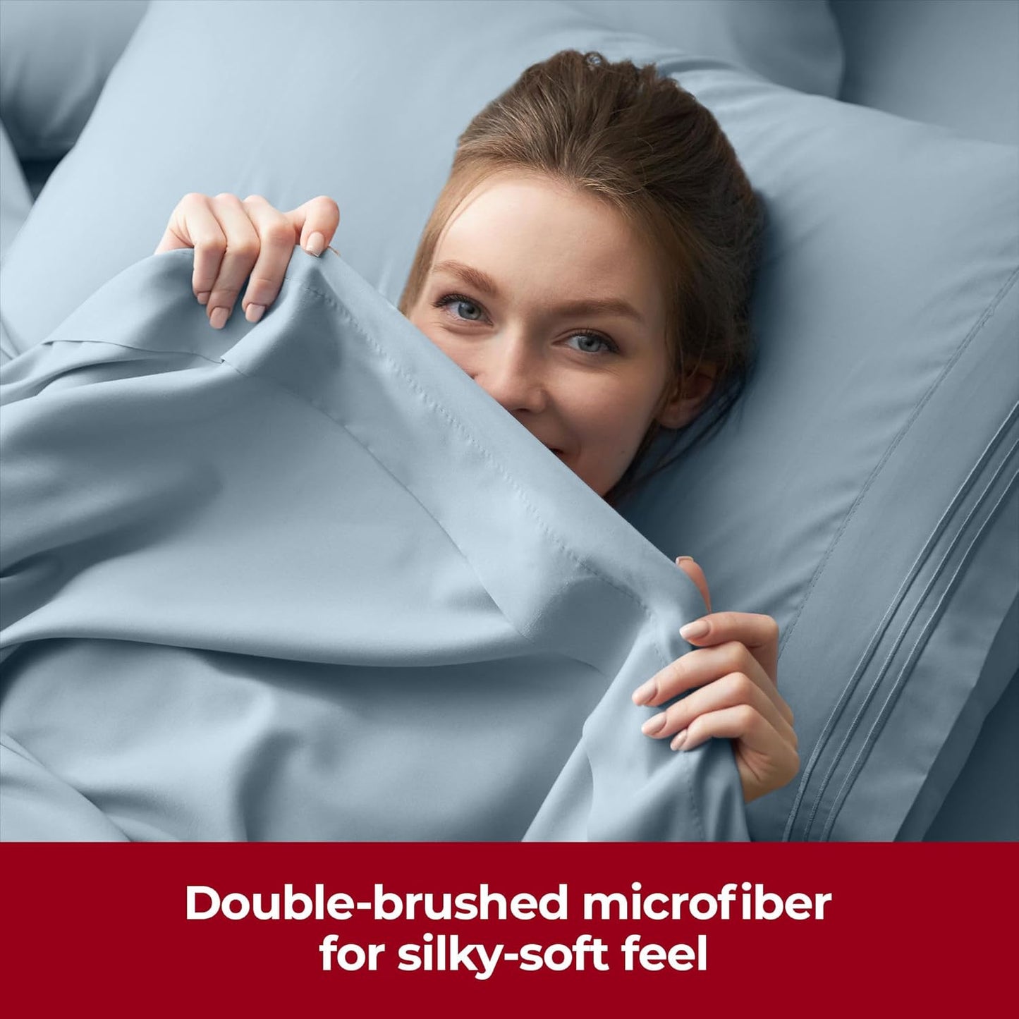 Mellanni Extra Deep Twin Sheets - Hotel Luxury Bedding Set | Ultra Soft, Cooling, Wrinkle-Resistant (Twin, Spa Blue)