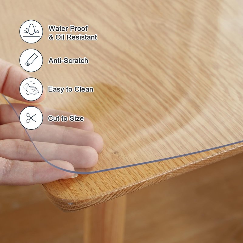 LovePads Clear Table Cover Protector, 24 x 30 Inch 2mm Thick Plastic Table Cover, Table Protector for Dining Room Table, Waterproof Dresser Cover Top for Kitchen, Coffee, Writing Desk