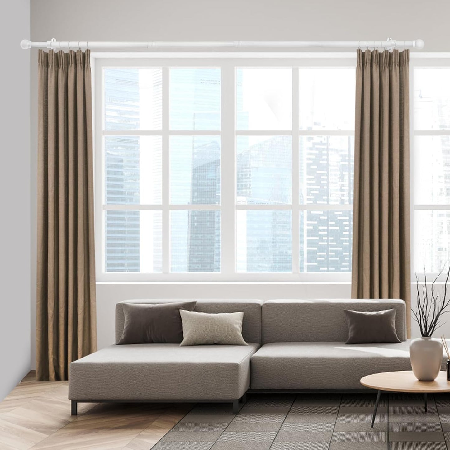 Max Adjustable Curtain Rods by [Brand Name] - 16 to 48 Inches, 1-Inch Diameter, White Finish