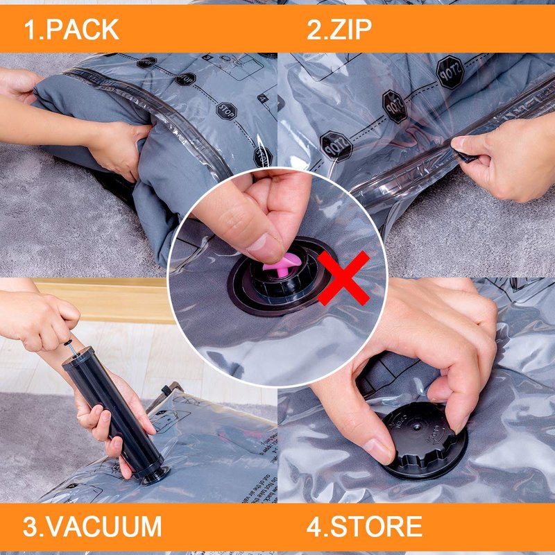 GONGSHI Vacuum Storage Bags, Space Saver Seal Bags For Clothing, Travel Luggage,Blankets, Comforters, Pillows, Clothes Storage.12 Combo