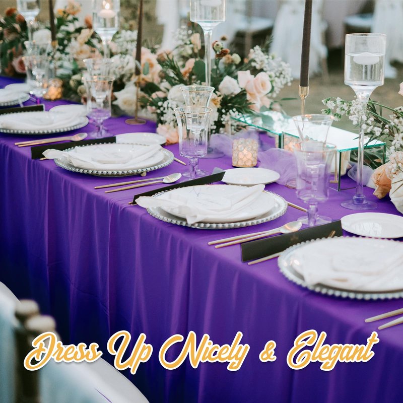 BRILLMAX 10 Pack Purple Tablecloths 60 x 102 Inch for 6ft Rectangle Tables - 150 GSM Polyester Fabric, 15" Standard Drop, Water, Stain & Wrinkle Resistant Cloth Cover for Wedding Dining Buffet
