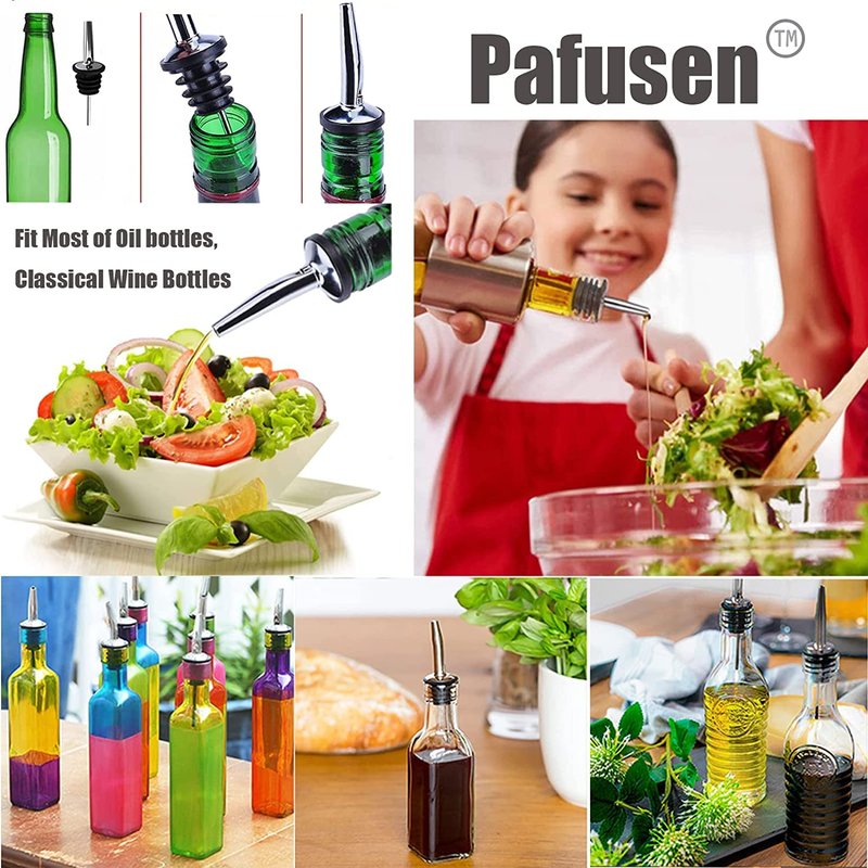 Pafusen 6 Pack Liquor Bottle Pourers, Liquor Pour Spout for Liquor Bottles, Stainless Steel Olive oil Dispenser Spout, Alcohol Pourer Spouts Dust Caps Covers, Rose Gold