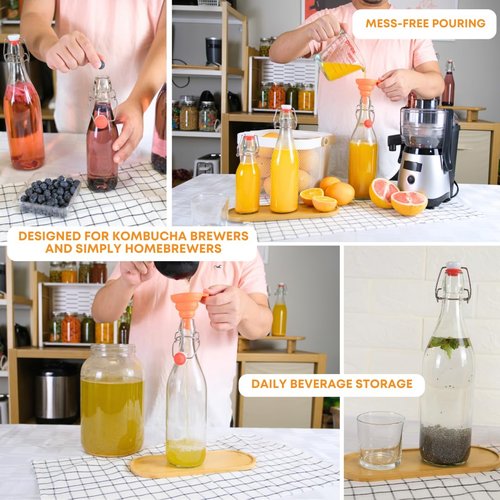 FastRack Swing Top Glass Bottles |8.5 oz – Pack of 8 | Clear, Flip Top Glass Bottles for Home Brewing, Carbonated Drinks, Kombucha, Fermentation, Water | Food Grade – ECO Friendly