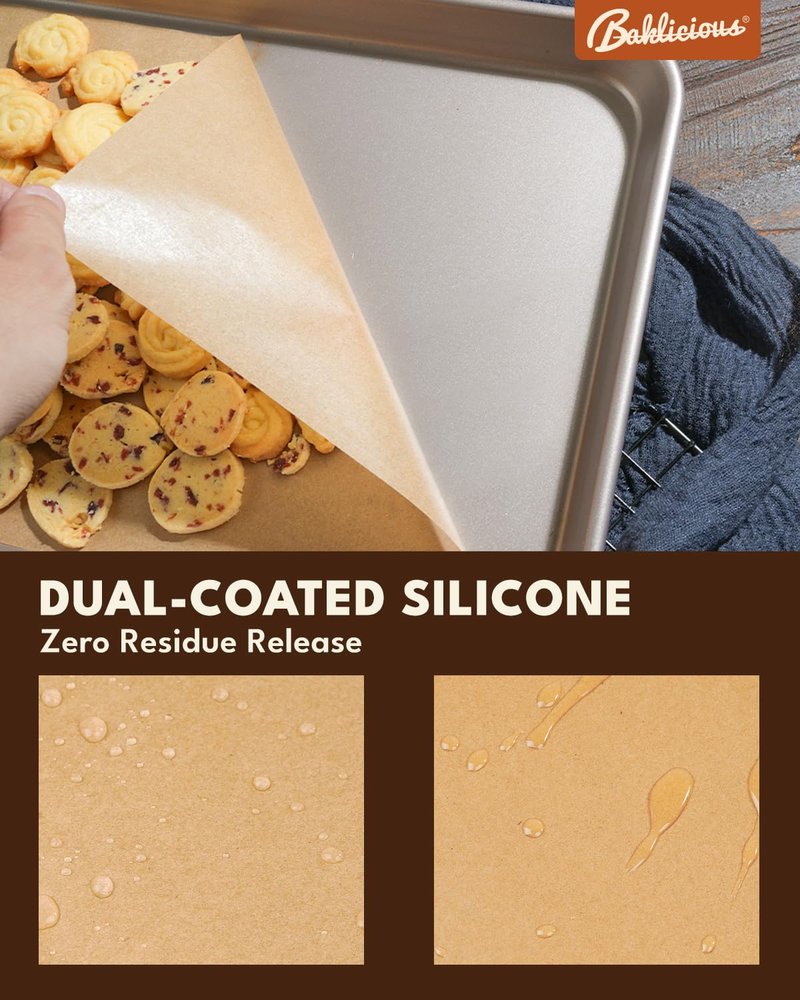 220 Pcs Unbleached Parchment Paper Baking Sheets, Baklicious Pre-cut Heavy Duty Parchment Baking Paper for Air Fryer, Oven, Bakeware, Steaming, Cooking Bread, CupCake, Cookies