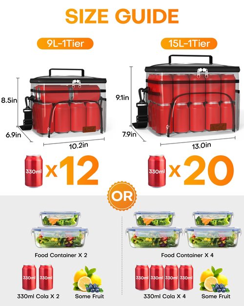 HOTOR Insulated Lunch Box for Men & Women - Leak-Proof Cooler Lunch Bag with 4 Pockets, Adjustable Strap, Ideal for Work, Picnic, Travel - Medium, Yellow, 10.2"×6.9"×8.5"