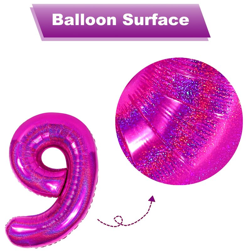 Laser Hot Pink 7 Balloon, Number Balloons 40 Inch, 7th Birthday Decorations for Girls Kids, Party Decoration for Women, Number 7 Balloon