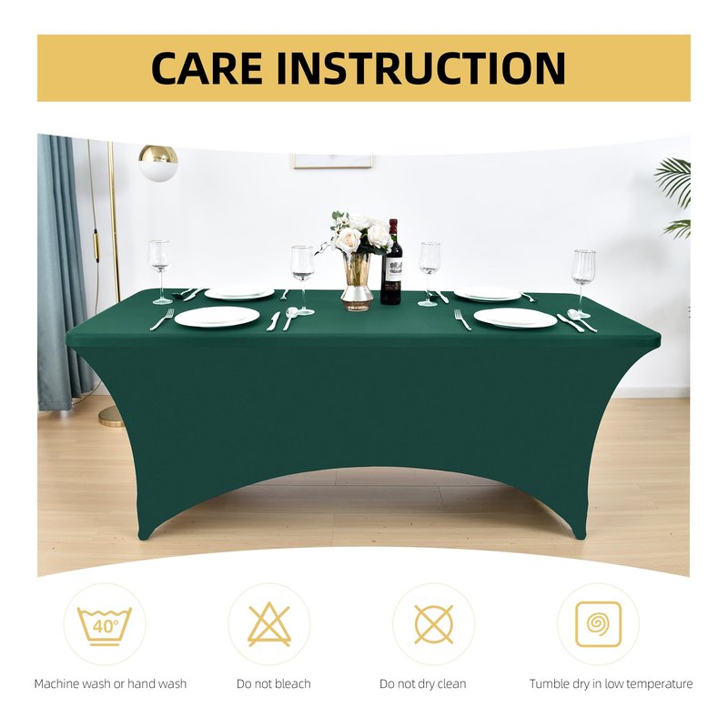 ZarzaaSik 2-Pack 6ft Spandex Table Covers for Rectangle Standard Folding Tables - Wrinkle Resistant Stretch Tablecloths - Ultimate Fitted Table Protector for Parties, Trade Shows, Banquet