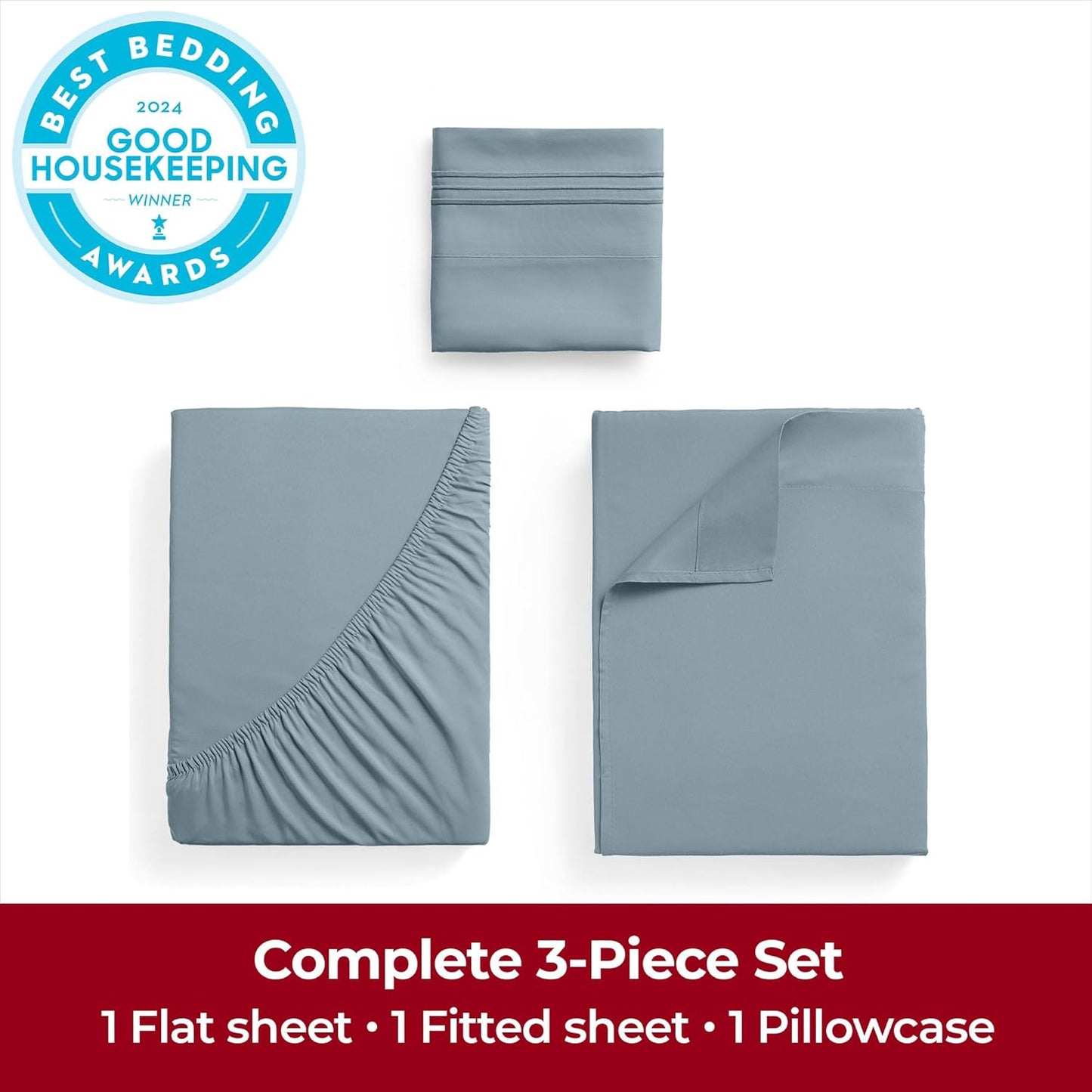 Mellanni Extra Deep Twin XL Sheets - Hotel Luxury, Ultra Soft Cooling Bedding | 3 PC Set in Spa Blue