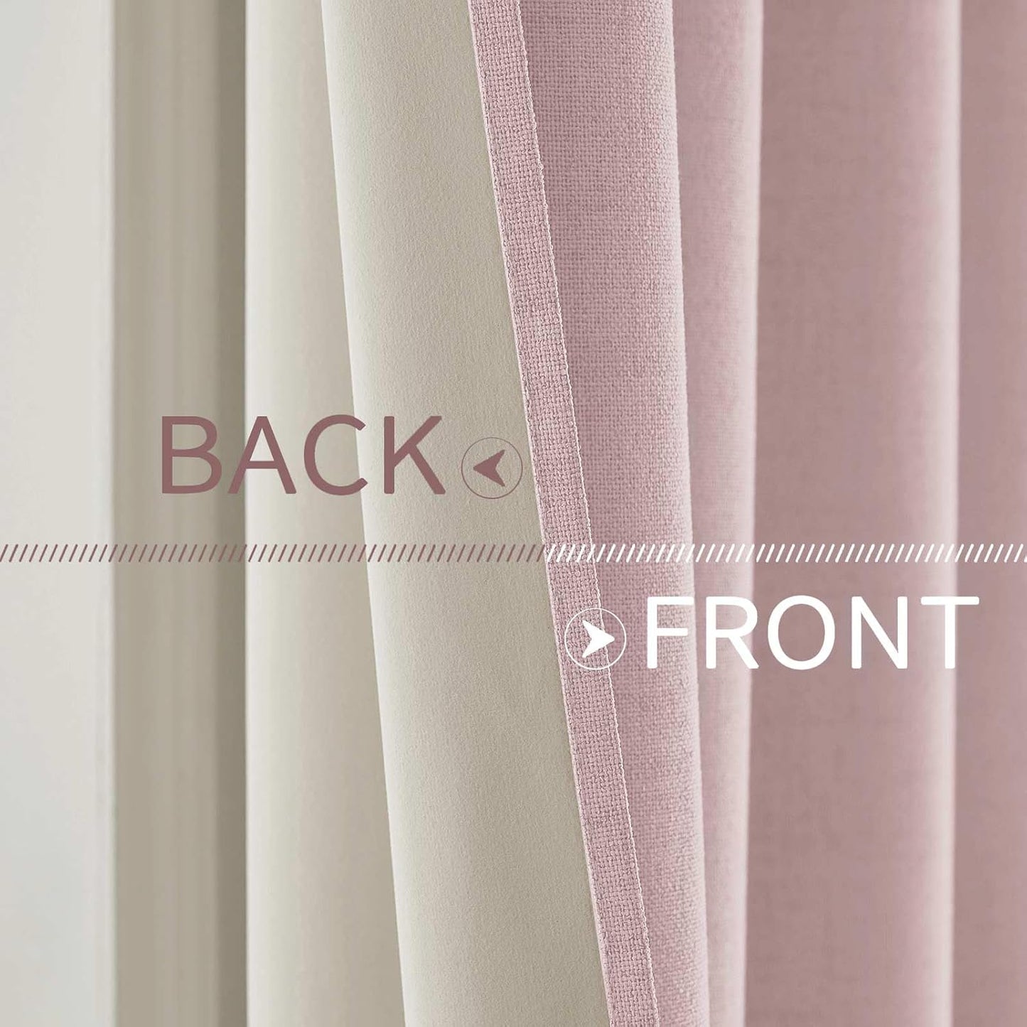 MIULEE Blackout Curtains - 100% Thermal Insulated Linen Texture Drapes | Pink, 52x54 Inch (2 Panels)