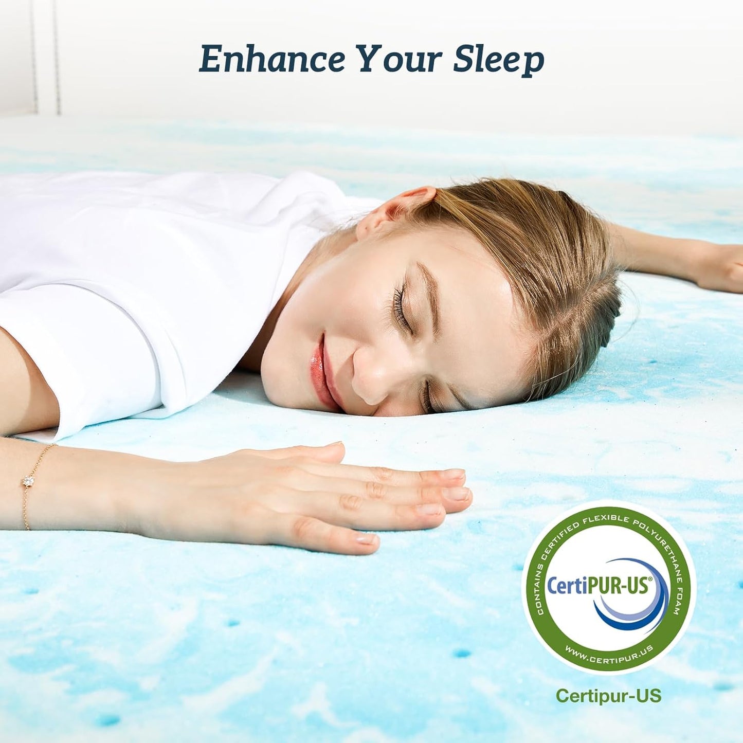 Sweetcrispy Memory Foam Mattress Topper - 3 Inch Gel-Infused Cooling Pad for Twin XL Beds | CertiPUR-US Certified