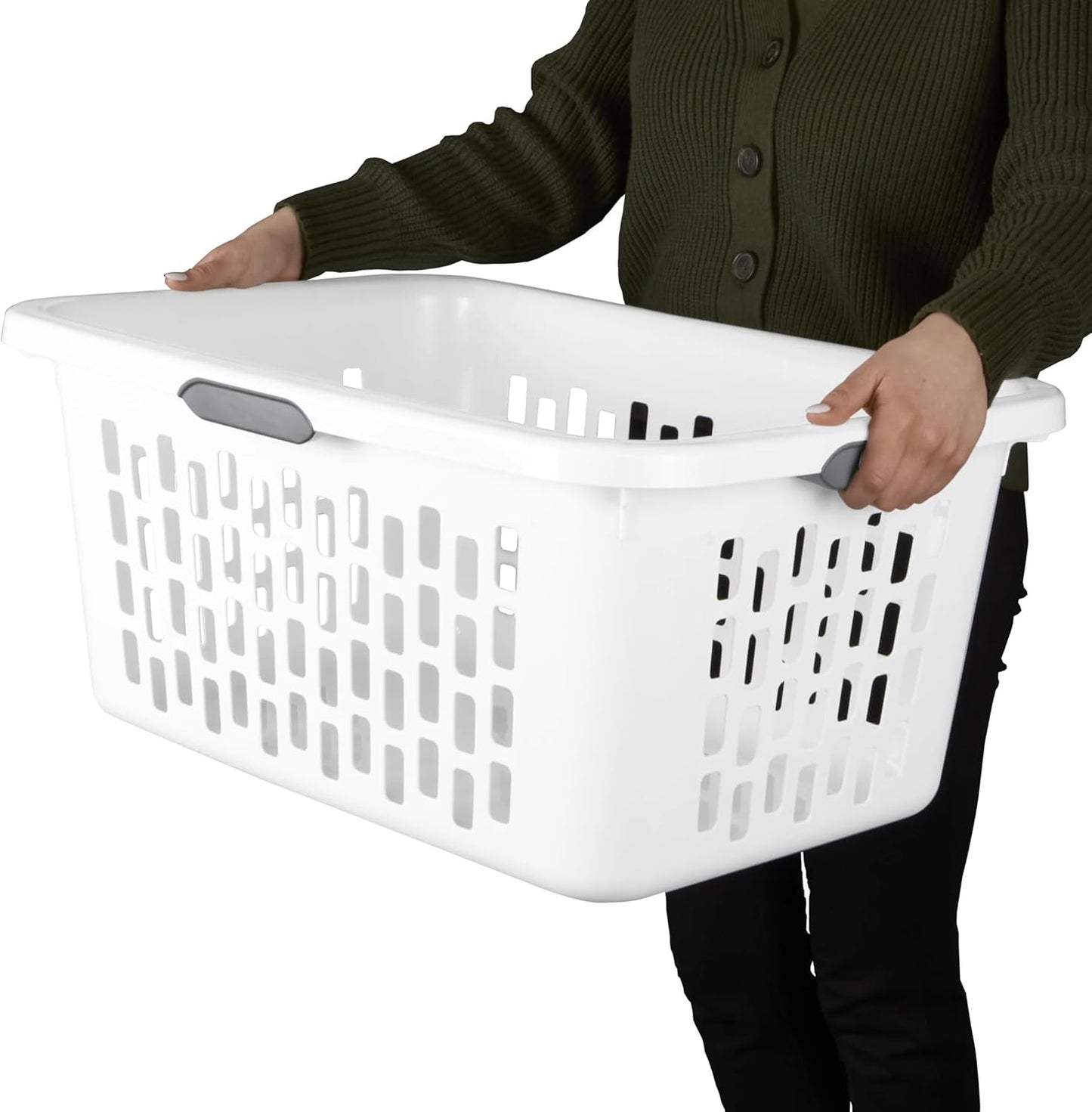 Large Plastic Laundry Basket by [Brand Name] - 2 Bushel Capacity, Durable & Collapsible, White