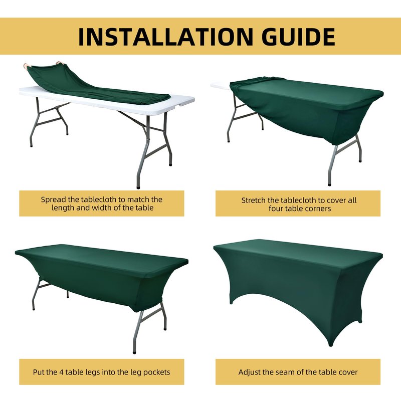 ZarzaaSik 2-Pack 6ft Spandex Table Covers for Rectangle Standard Folding Tables - Wrinkle Resistant Stretch Tablecloths - Ultimate Fitted Table Protector for Parties, Trade Shows, Banquet