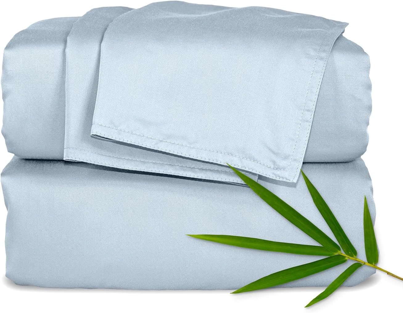 Pure Bamboo Split King Sheets - 100% Organic Viscose Bed Sheet Set, Soft & Cooling, Glacier Color
